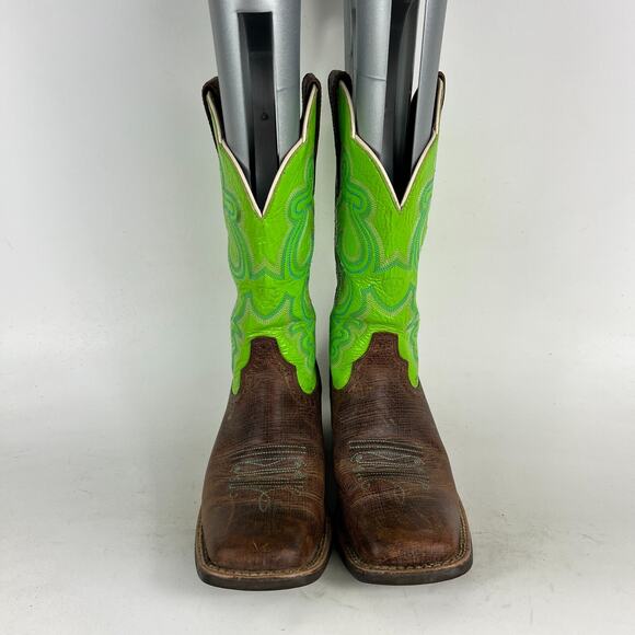 Ariat Quickdraw Western Boot Womens 5.5 Brown Lime Cowgirl Square Toe 10016311 - Picture 4 of 10